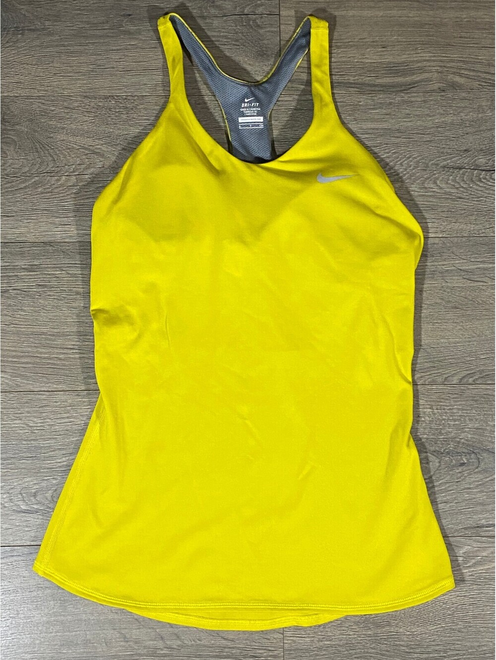 Nike Dri-FIT Women S Yellow Racerback Tank Built In Bra Running Workout
